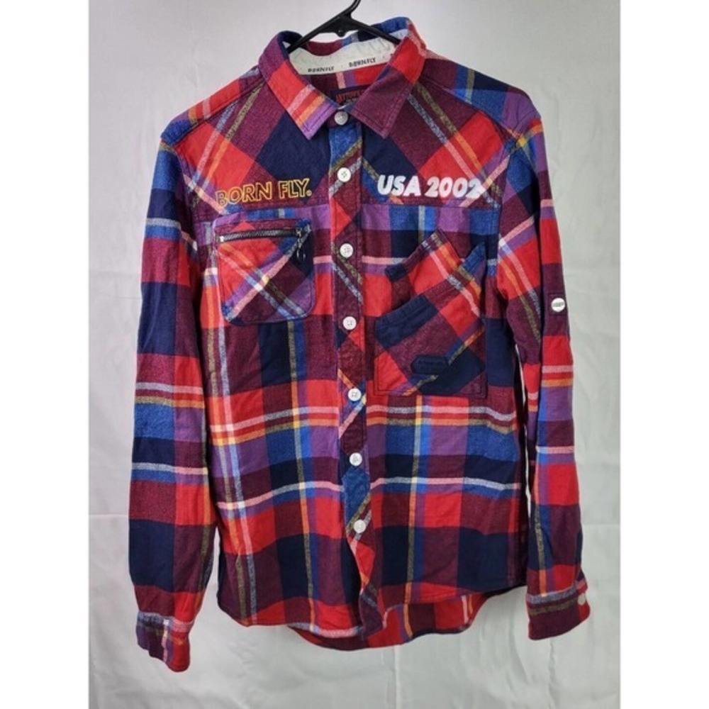 Bornfly Anytown Flannel Medium USA 2002 138140 Thick Flannel‎